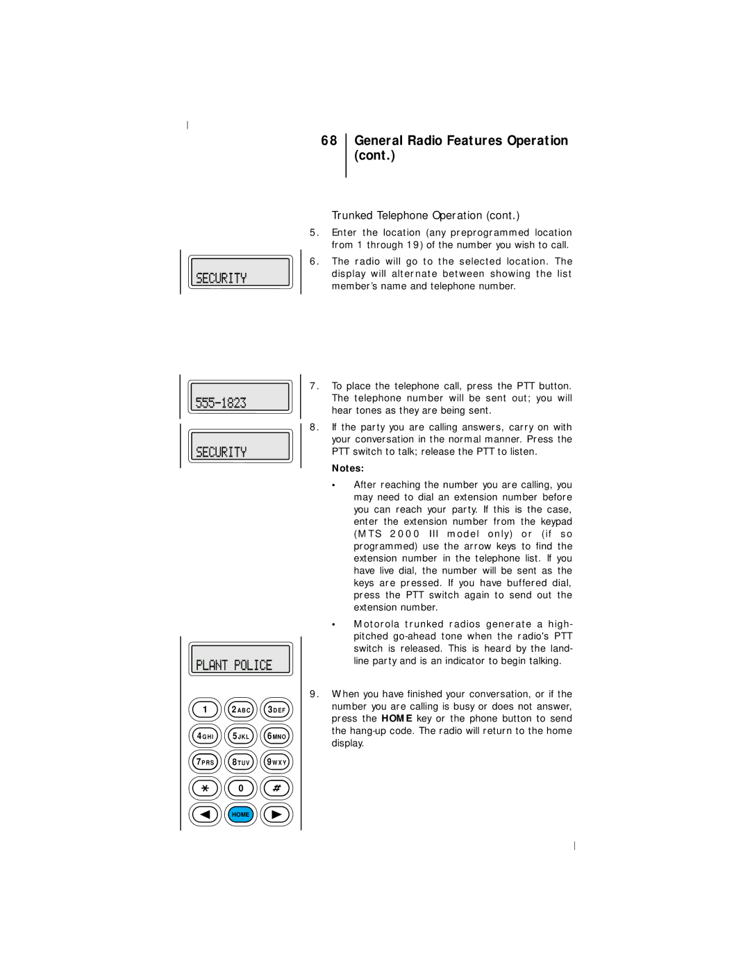 Motorola III operating instructions General Radio Features Operation 