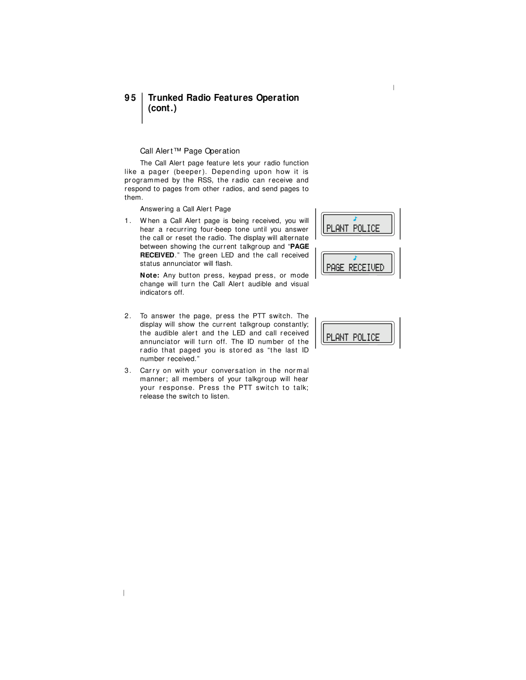 Motorola III operating instructions Call Alert Page Operation 