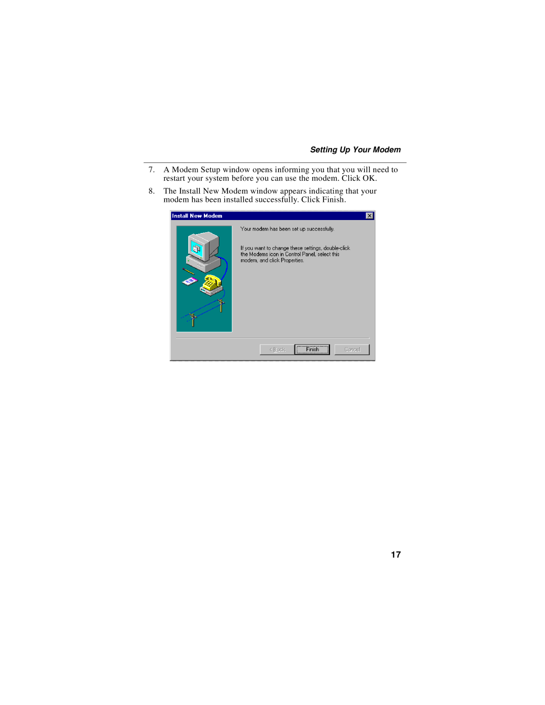 Motorola iM1100 manual Setting Up Your Modem 