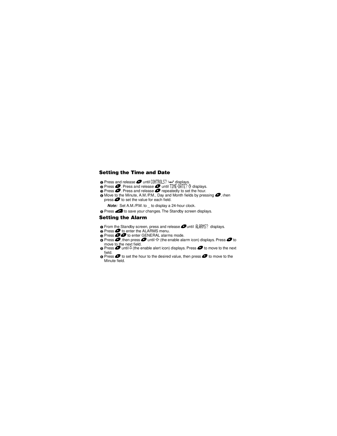 Motorola Jazz Pager manual Setting the Time and Date, Setting the Alarm 