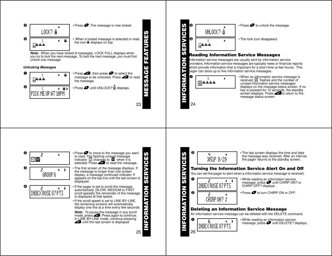 Motorola Jazz manual Information Services, Lock?, Unlock?, ¤¤¤¤ 