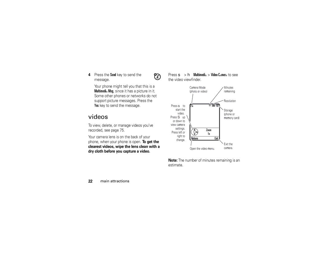 Motorola K1 manual Videos, To view, delete, or manage videos you’ve recorded, see 