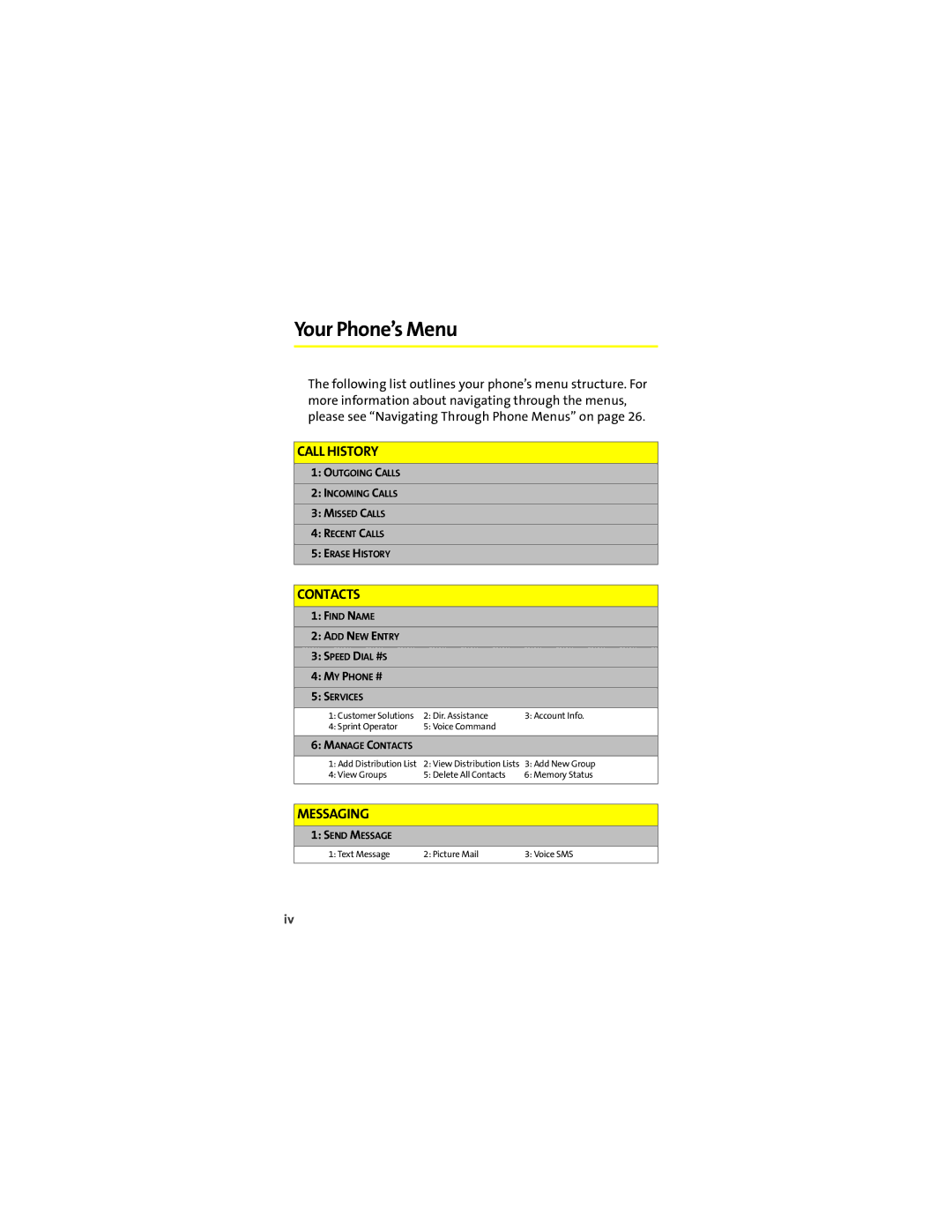 Motorola K1m manual Your Phone’s Menu, Contacts 