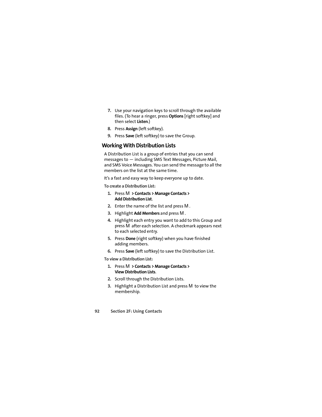 Motorola K1m manual Working With Distribution Lists, To create a Distribution List, To view a Distribution List 