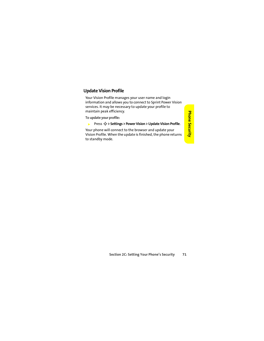 Motorola K1m manual Update Vision Profile, To update your profile 