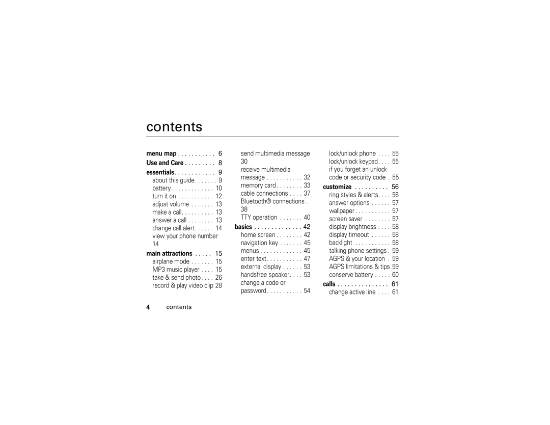 Motorola K1m manual Contents 