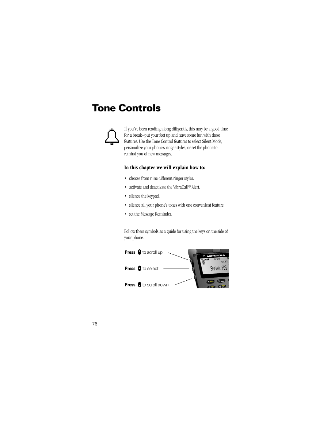 Motorola K1m specifications Tone Controls 