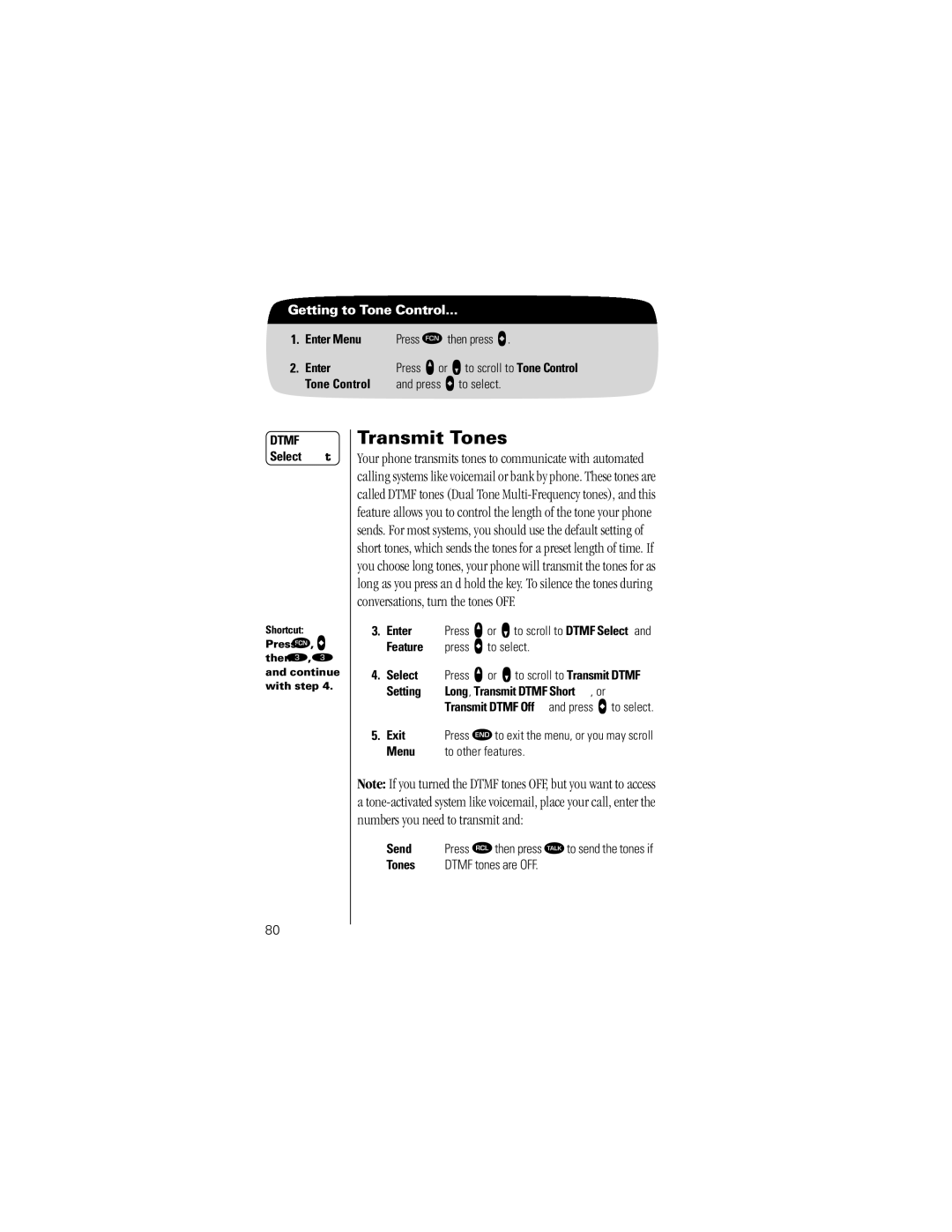 Motorola K1m specifications Transmit Tones, Transmit Dtmf Off and press a to select 