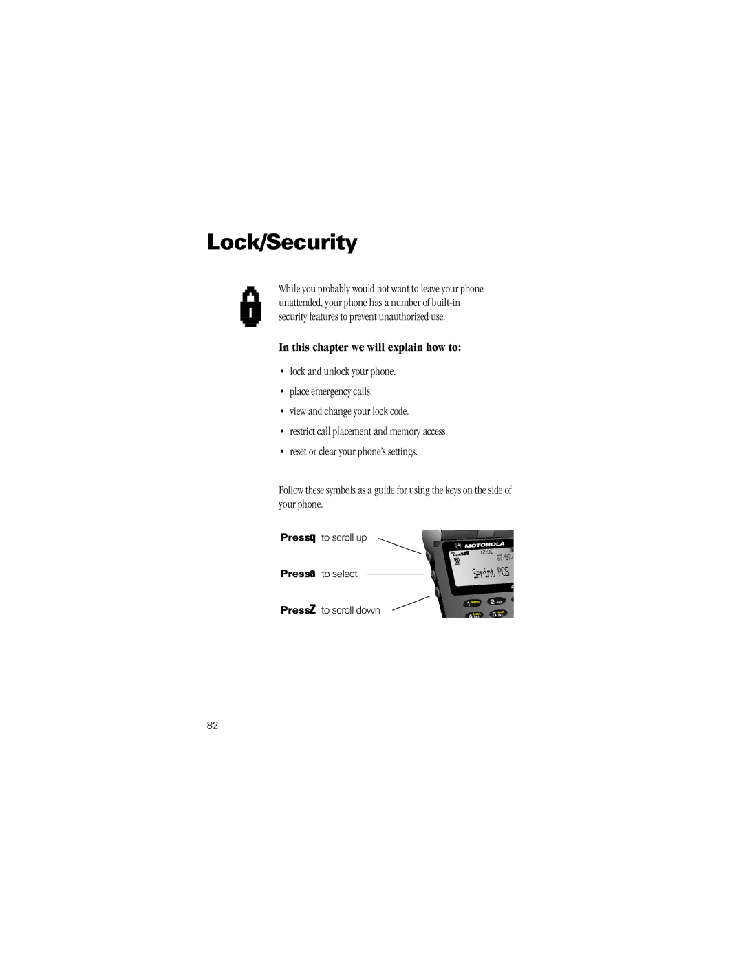 Motorola K1m specifications Lock/Security 