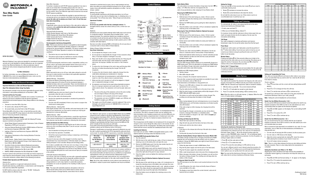 Motorola MU350R manual Radio Battery Meter, Removing the NiMH Battery Pack, Setting the Volume, Cm from the body 