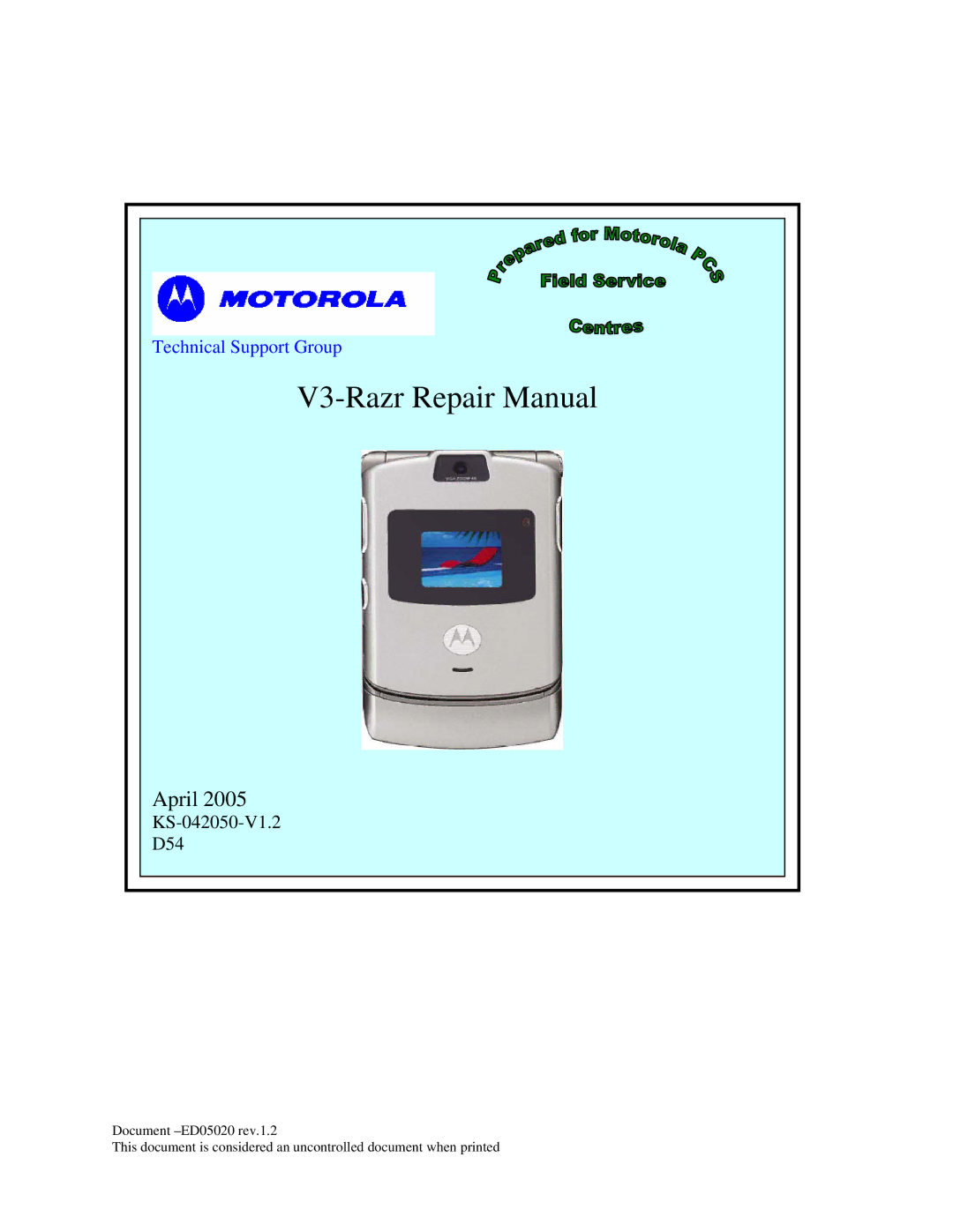 Motorola KS-042050-V1.2 manual V3-Razr Repair Manual 