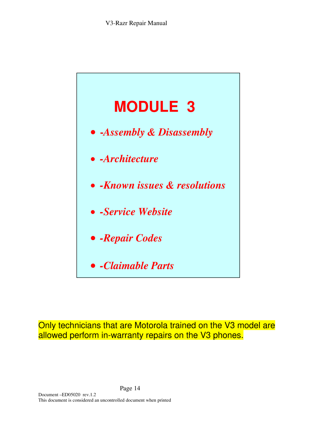 Motorola KS-042050-V1.2 manual ModuleMODULE3 