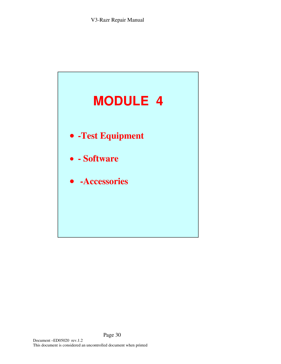 Motorola KS-042050-V1.2 manual Test Equipment Software Accessories, Module 