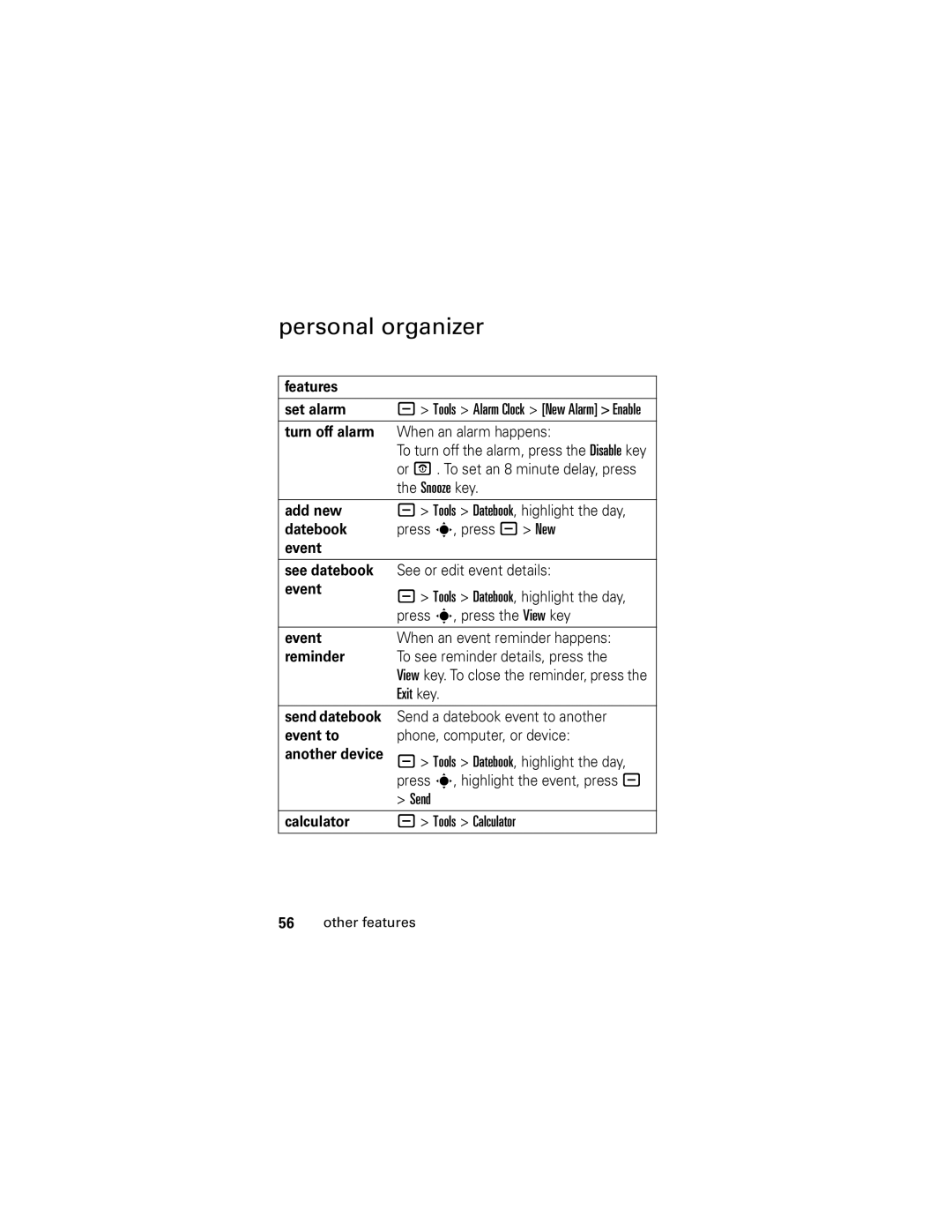 Motorola L2 GSM manual Personal organizer 