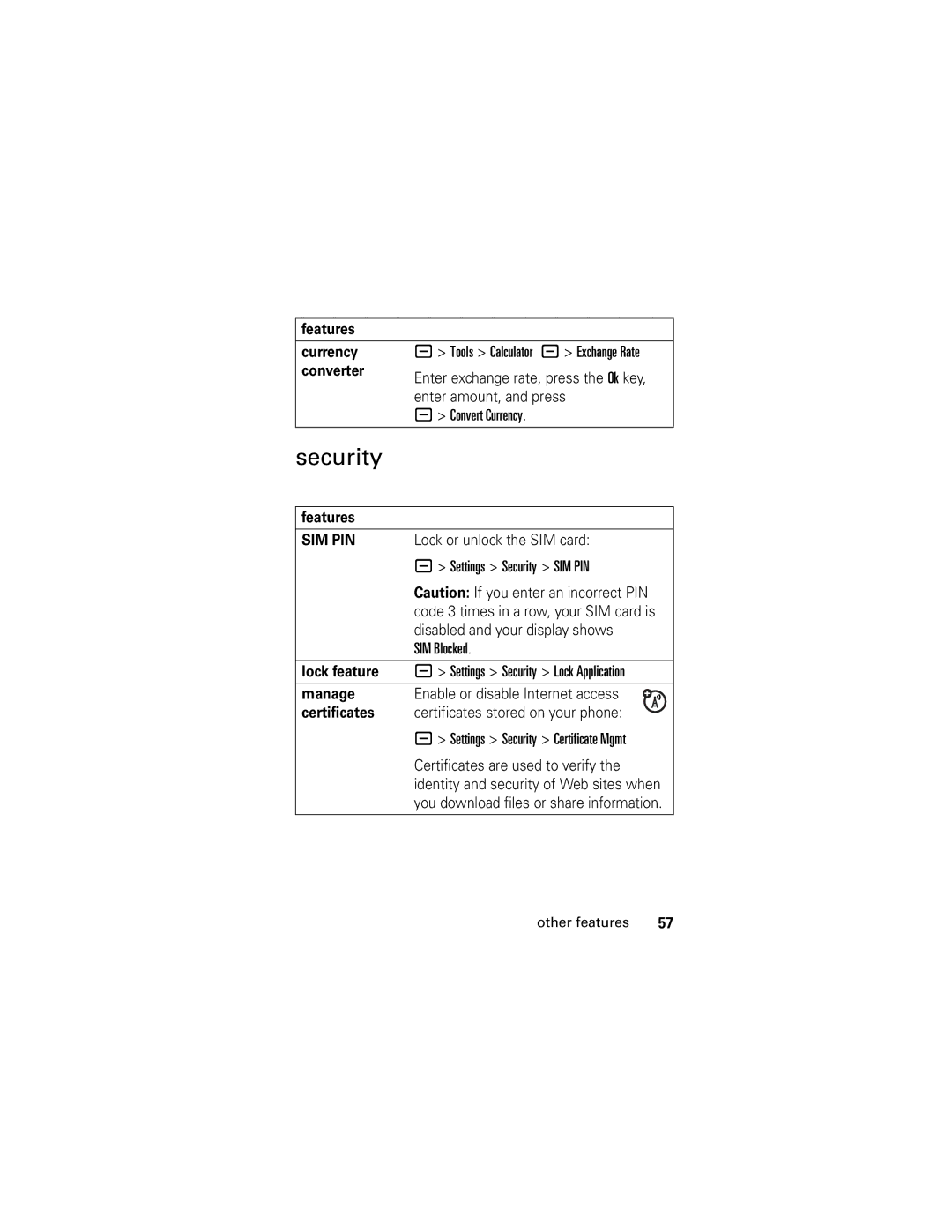 Motorola L2 GSM manual Security 