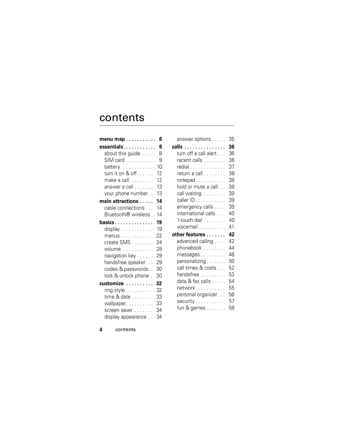 Motorola L2 GSM manual Contents 