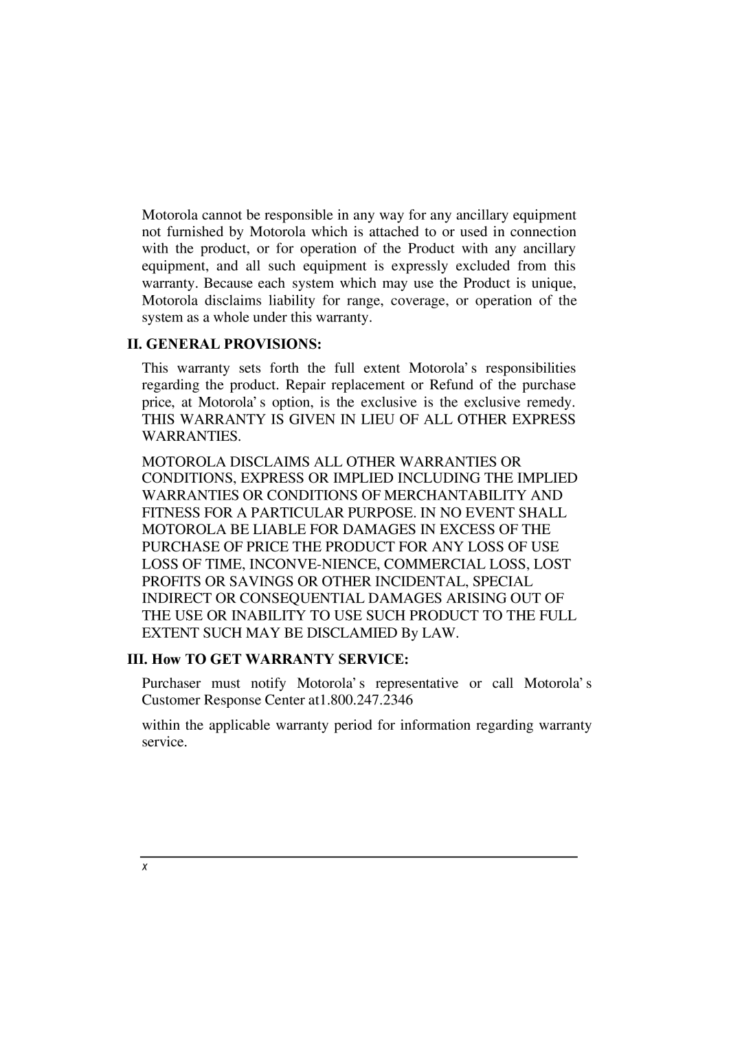 Motorola L3391, L3392 owner manual II. General Provisions 