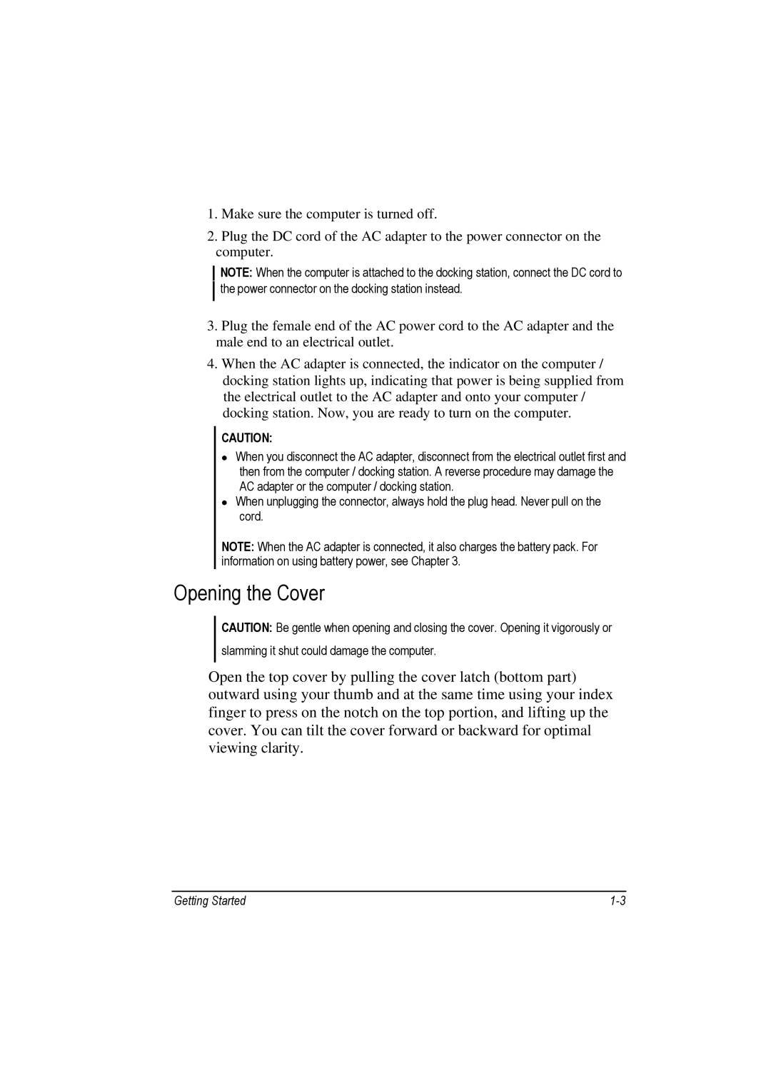 Motorola L3392, L3391 owner manual Opening the Cover 