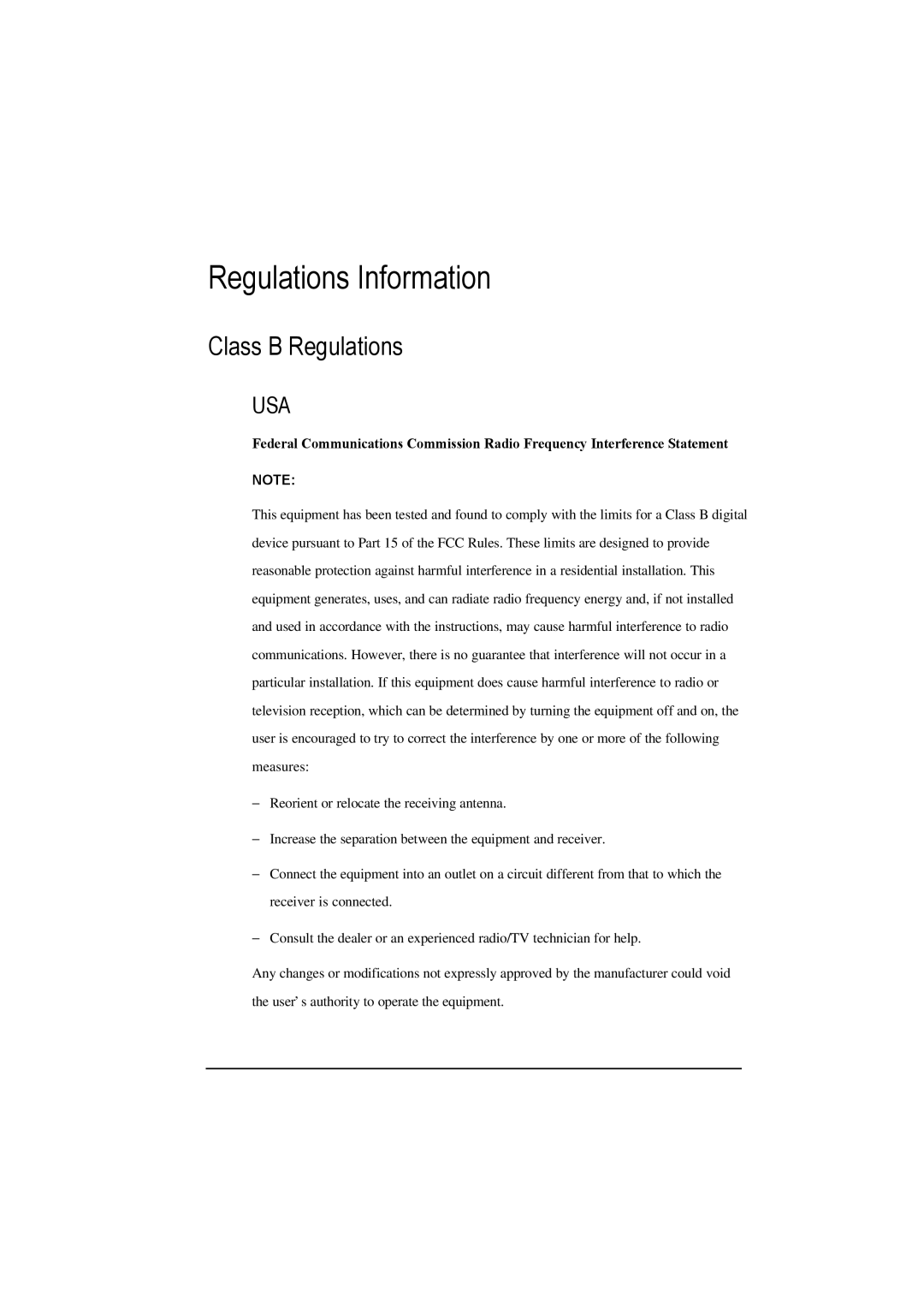 Motorola L3392, L3391 owner manual Regulations Information, Class B Regulations 