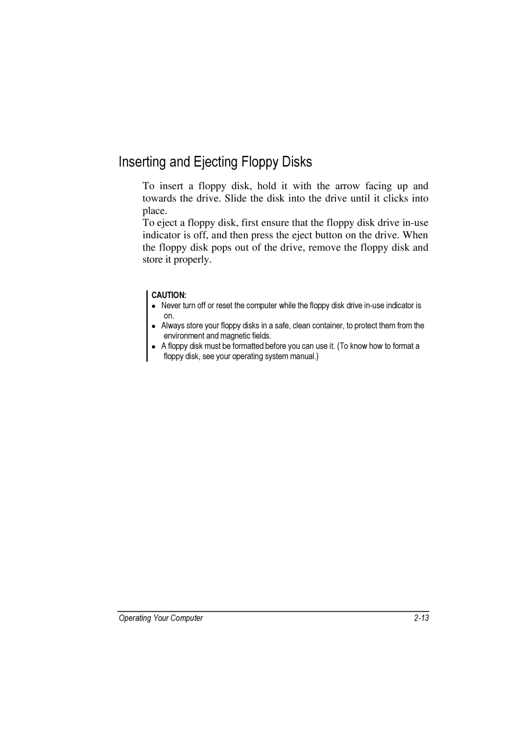 Motorola L3392, L3391 owner manual Inserting and Ejecting Floppy Disks 