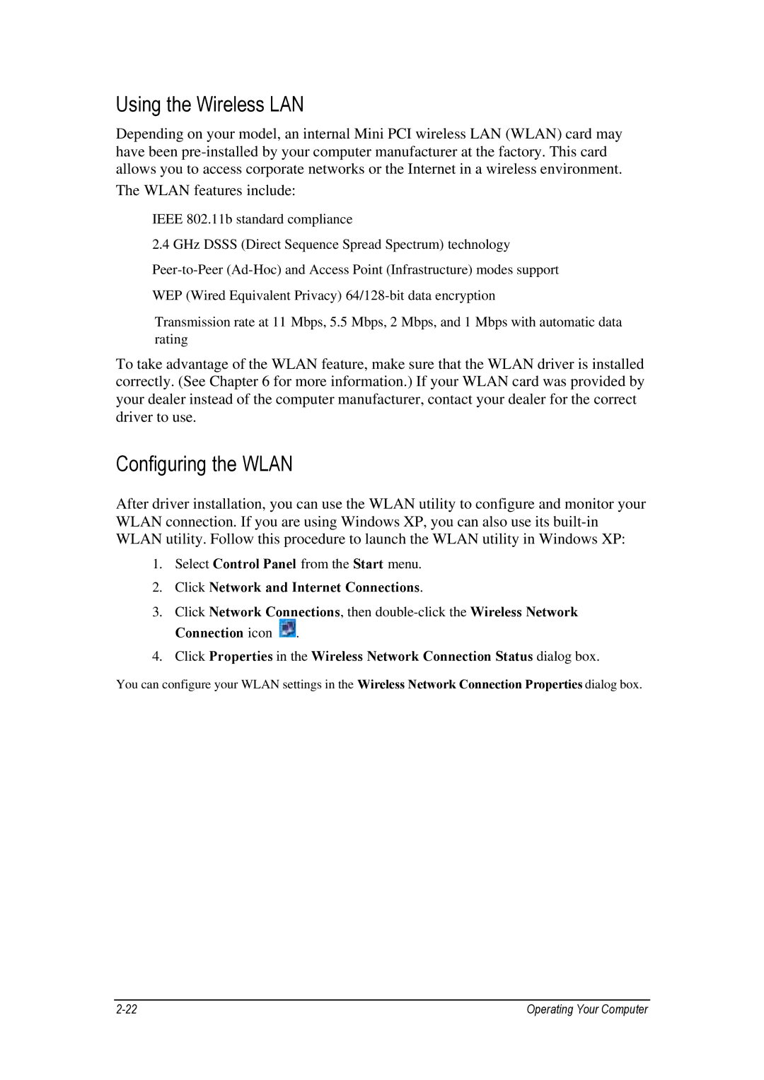 Motorola L3391, L3392 owner manual Using the Wireless LAN, Configuring the Wlan 