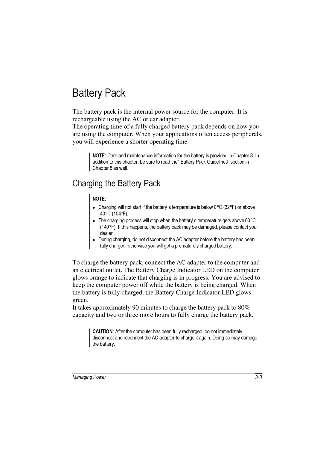 Motorola L3392, L3391 owner manual Charging the Battery Pack 