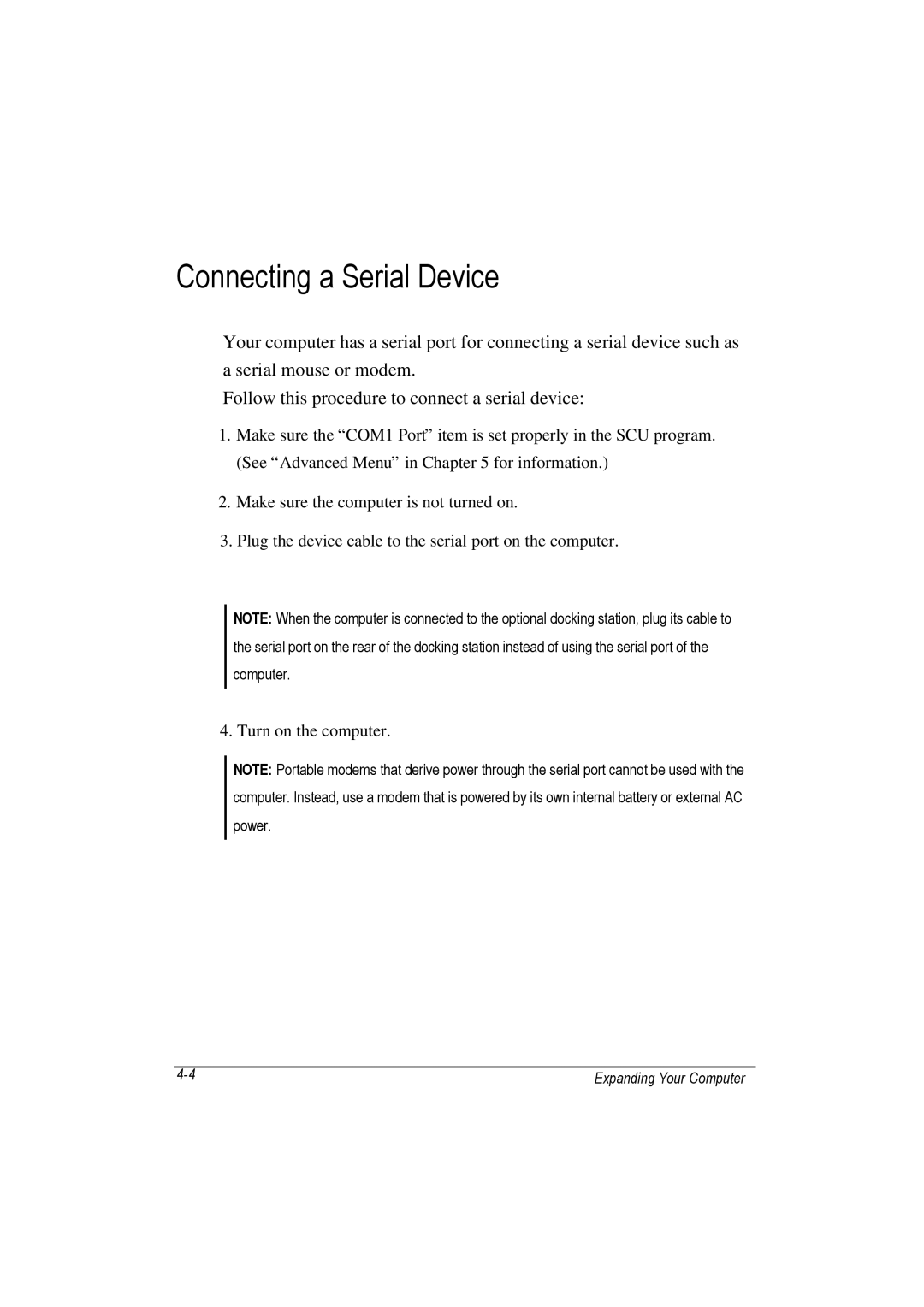 Motorola L3391, L3392 owner manual Connecting a Serial Device 