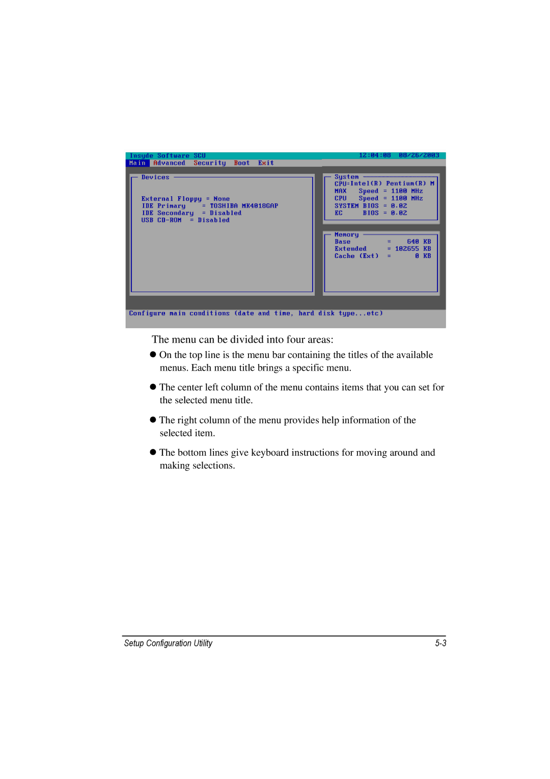 Motorola L3392, L3391 owner manual Menu can be divided into four areas 