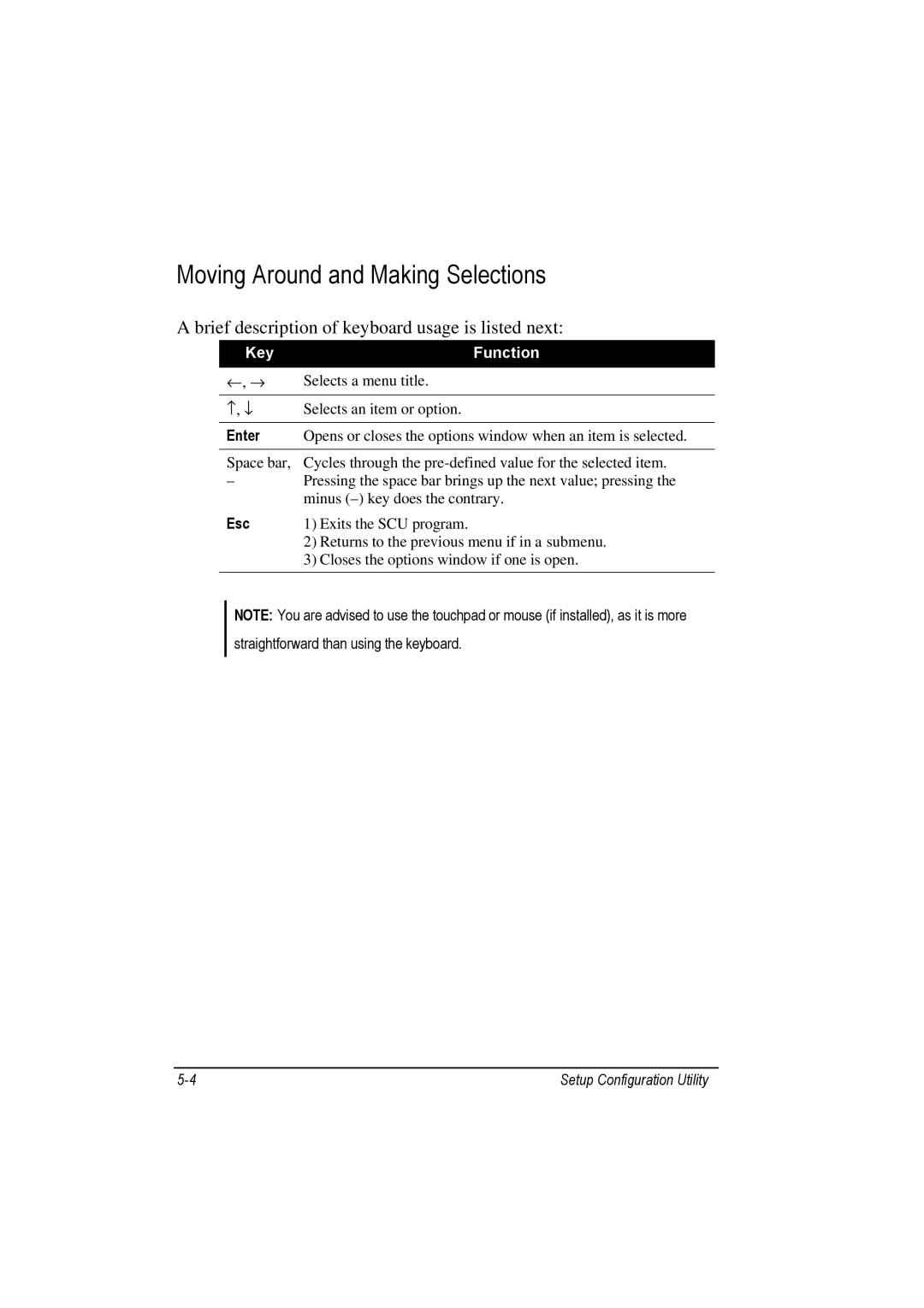 Motorola L3391, L3392 owner manual Moving Around and Making Selections, Brief description of keyboard usage is listed next 