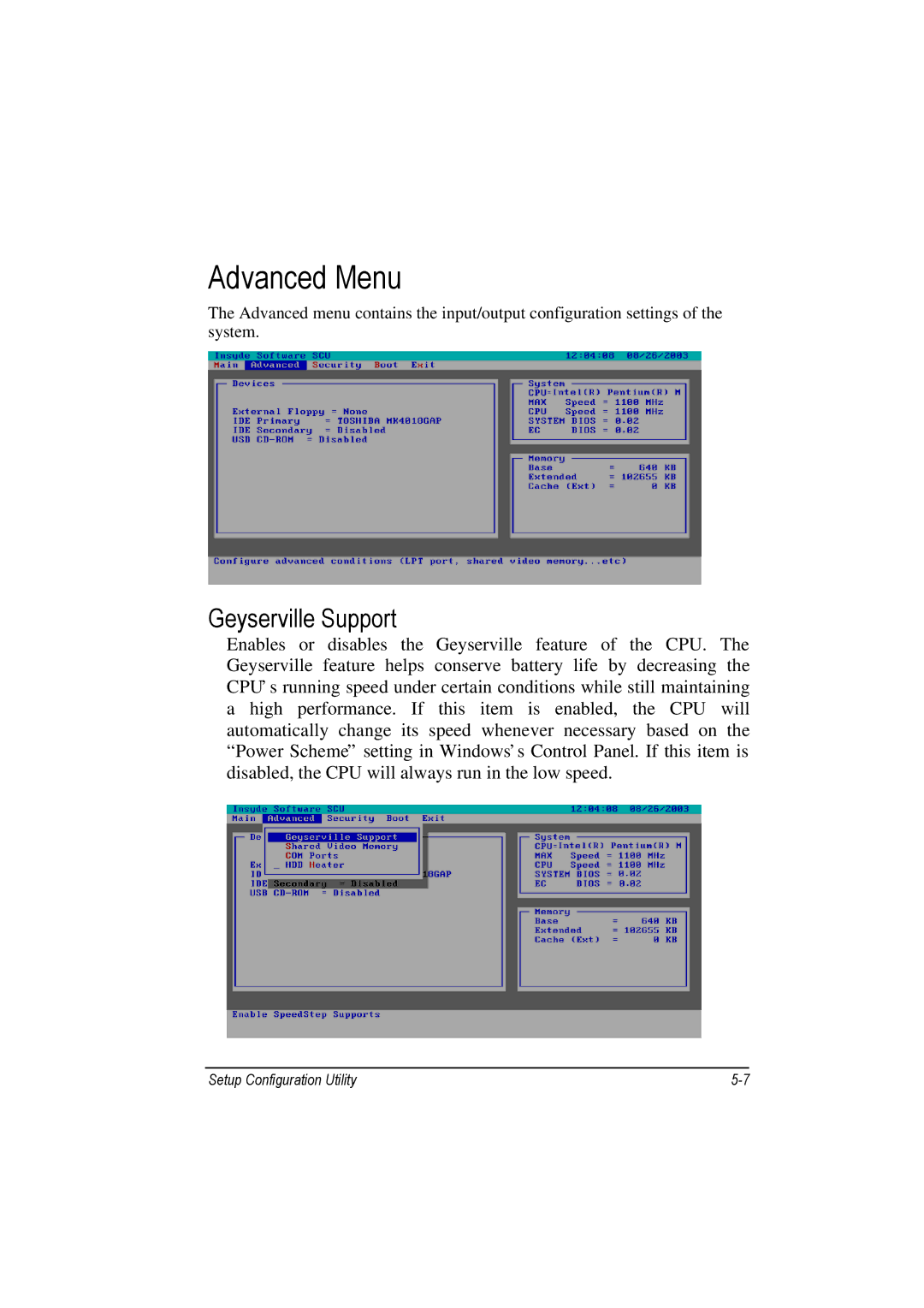 Motorola L3392, L3391 owner manual Advanced Menu, Geyserville Support 