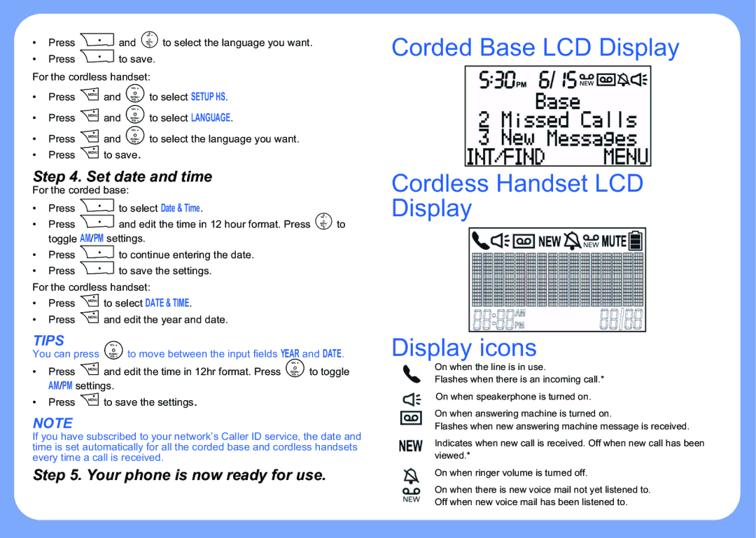 Motorola L404xC manual Rughg%Dvh/&Lvsod, Lvsod\Lfrqv, 6WHS6HWGDWHDQGWLPH, 127 