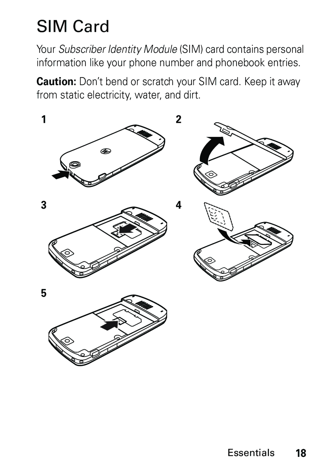 Motorola L6 GSM 1800 MHz, L6 GSM 1900 MHz, L6 GSM 900 MHz user manual SIM Card 