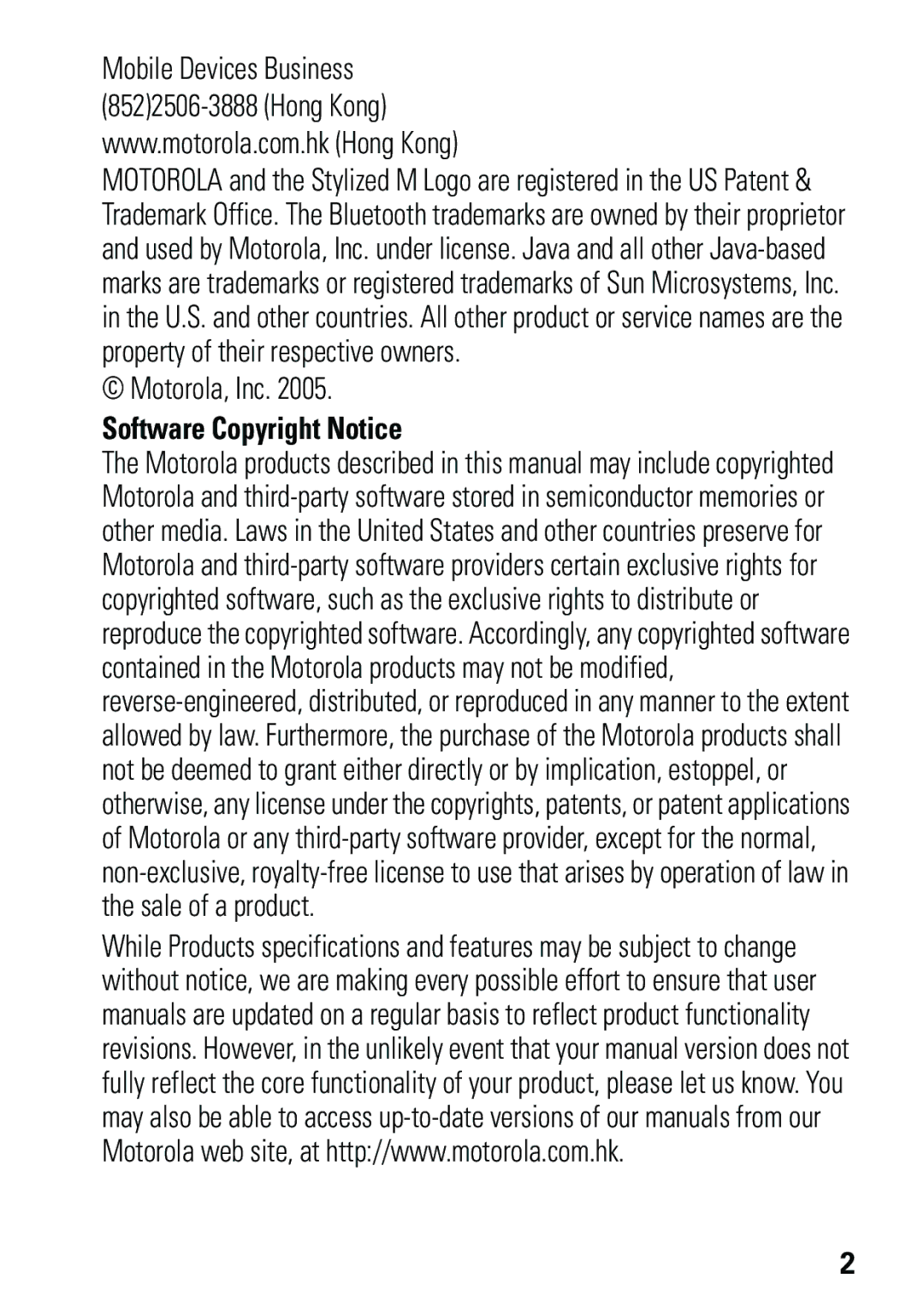 Motorola L6 GSM 1900 MHz, L6 GSM 1800 MHz, L6 GSM 900 MHz user manual Motorola, Inc, Software Copyright Notice 