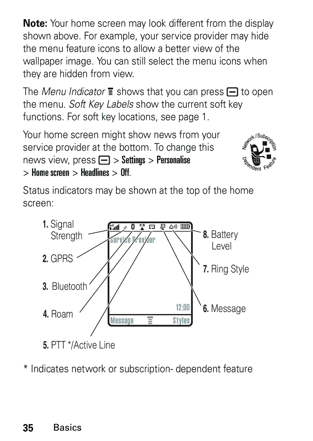 Motorola L6 GSM 1900 MHz, L6 GSM 1800 MHz, L6 GSM 900 MHz user manual Strength, Level, Bluetooth, Roam 