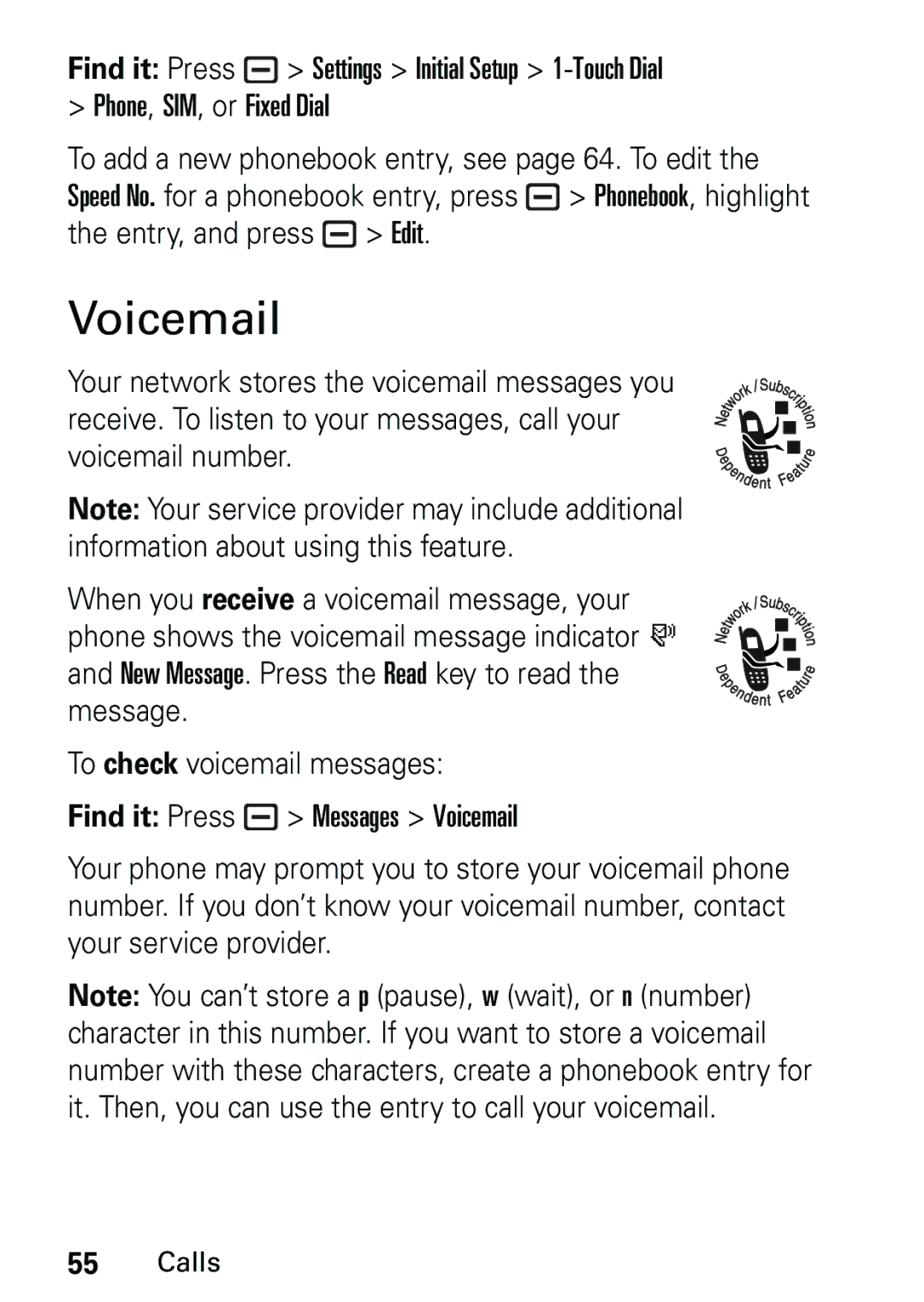 Motorola L6 GSM 900 MHz, L6 GSM 1900 MHz, L6 GSM 1800 MHz user manual Voicemail 