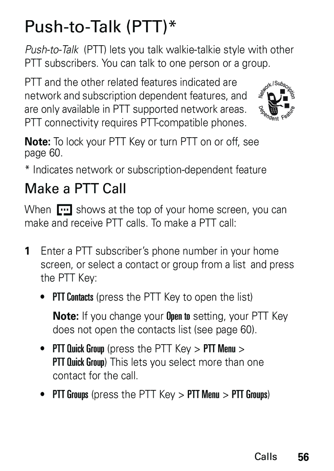 Motorola L6 GSM 1900 MHz, L6 GSM 1800 MHz, L6 GSM 900 MHz user manual Push-to-Talk PTT, Make a PTT Call 