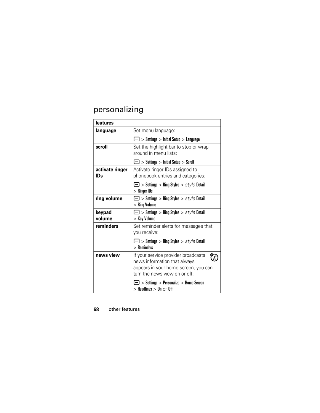 Motorola L6 GSM manual Personalizing 