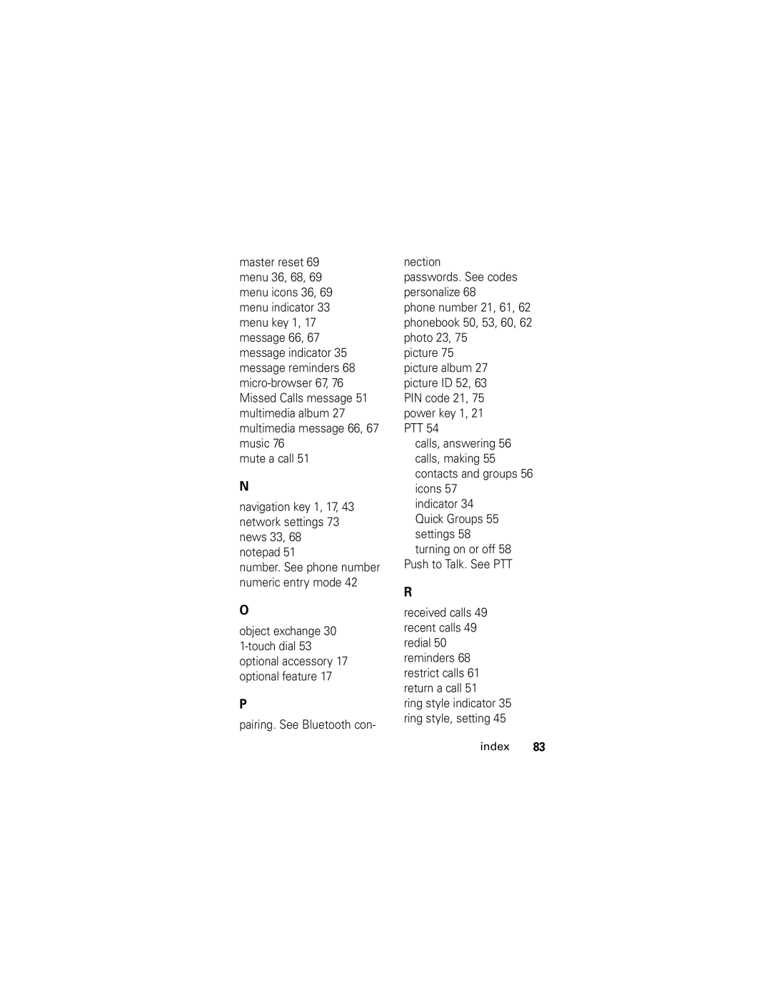 Motorola L6 GSM manual Ring style indicator 35 ring style, setting Index 