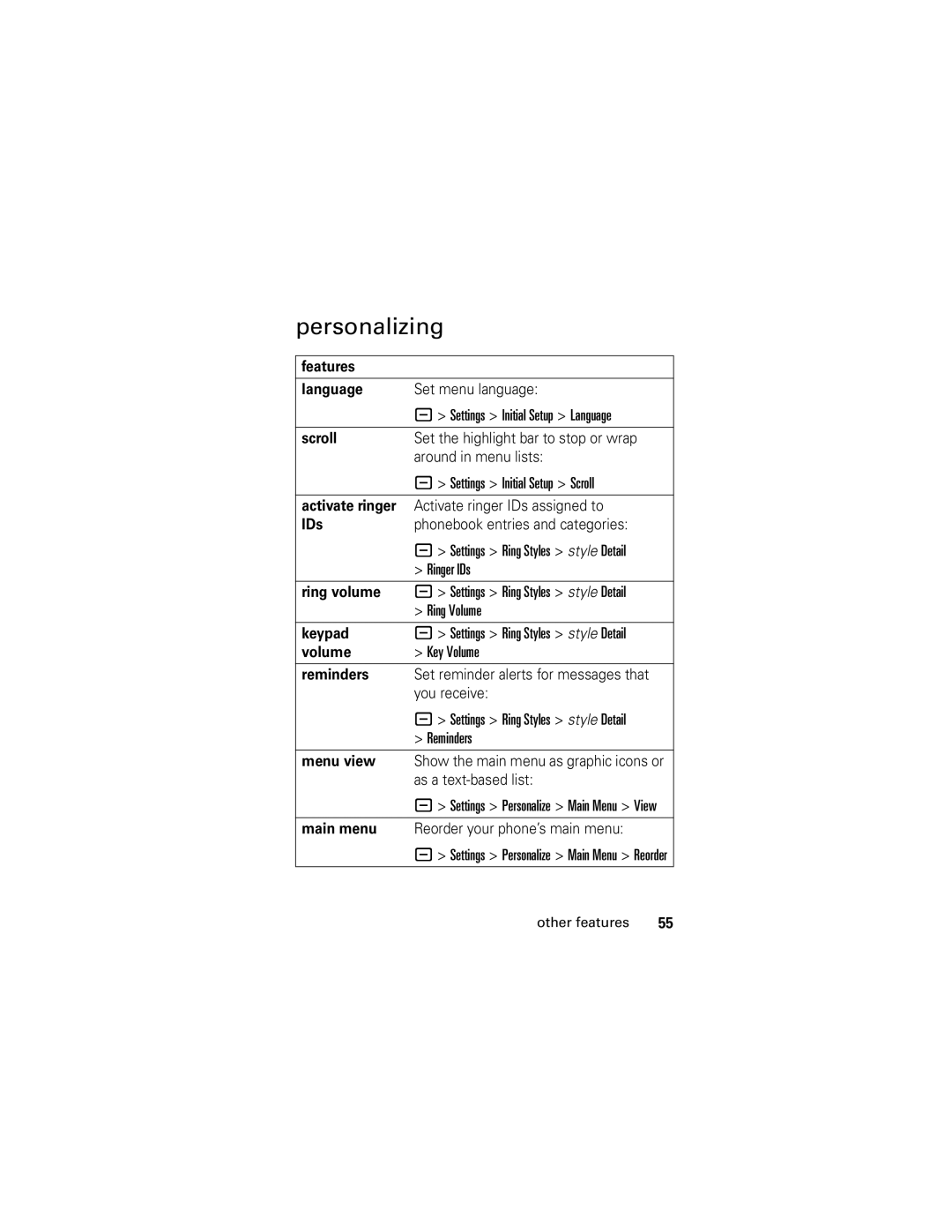 Motorola L2, L6 manual Personalizing 