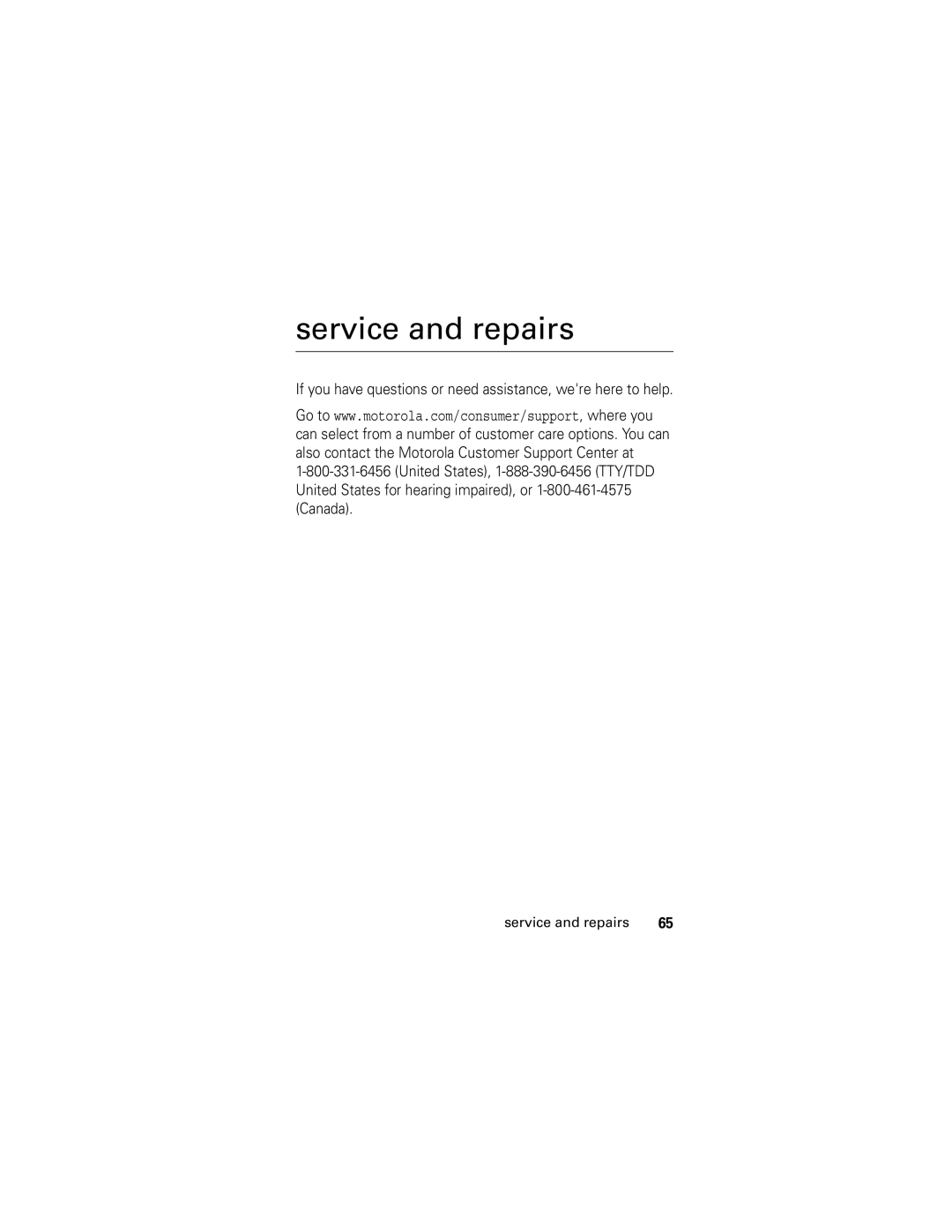 Motorola L2, L6 manual Service and repairs 