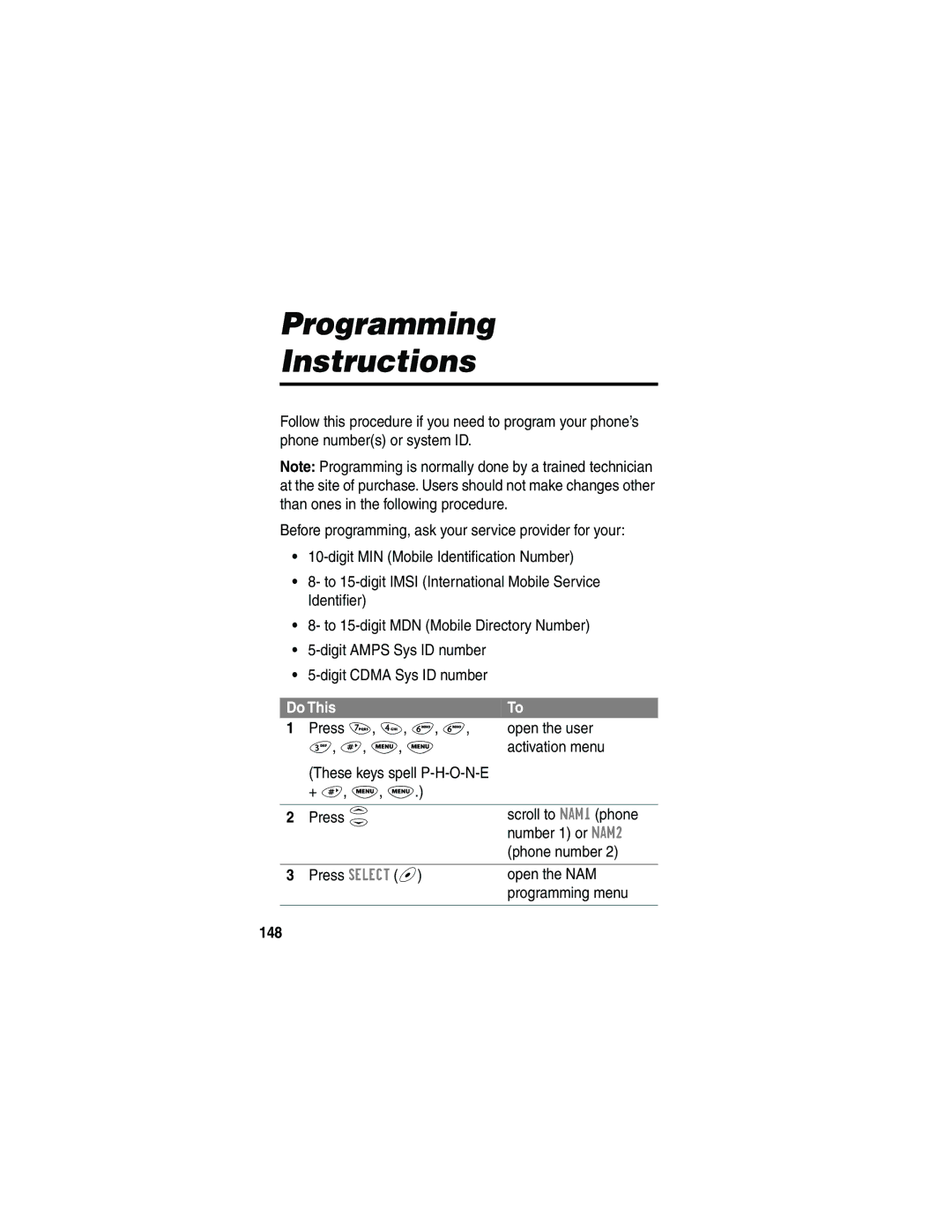 Motorola L702BT, 120e manual Programming Instructions, 148 