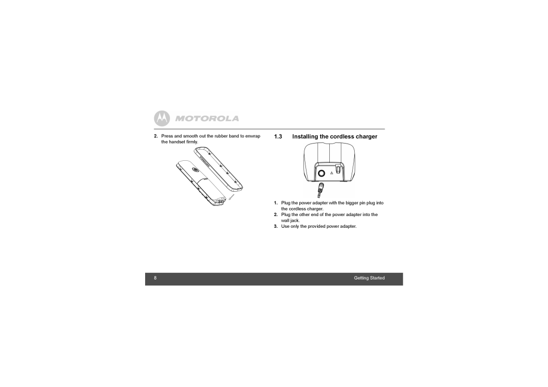 Motorola L703C, L702C, L705CM manual Installing the cordless charger 