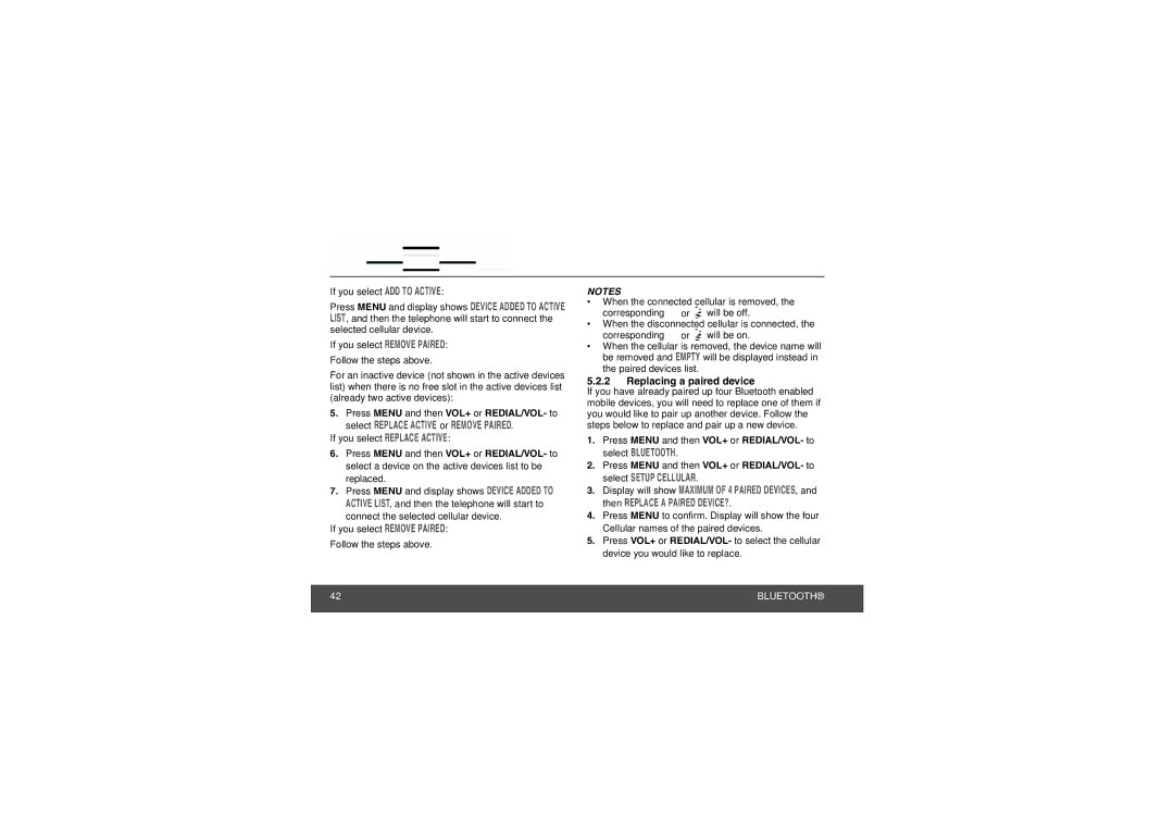 Motorola L702CBT manual Replacing a paired device 