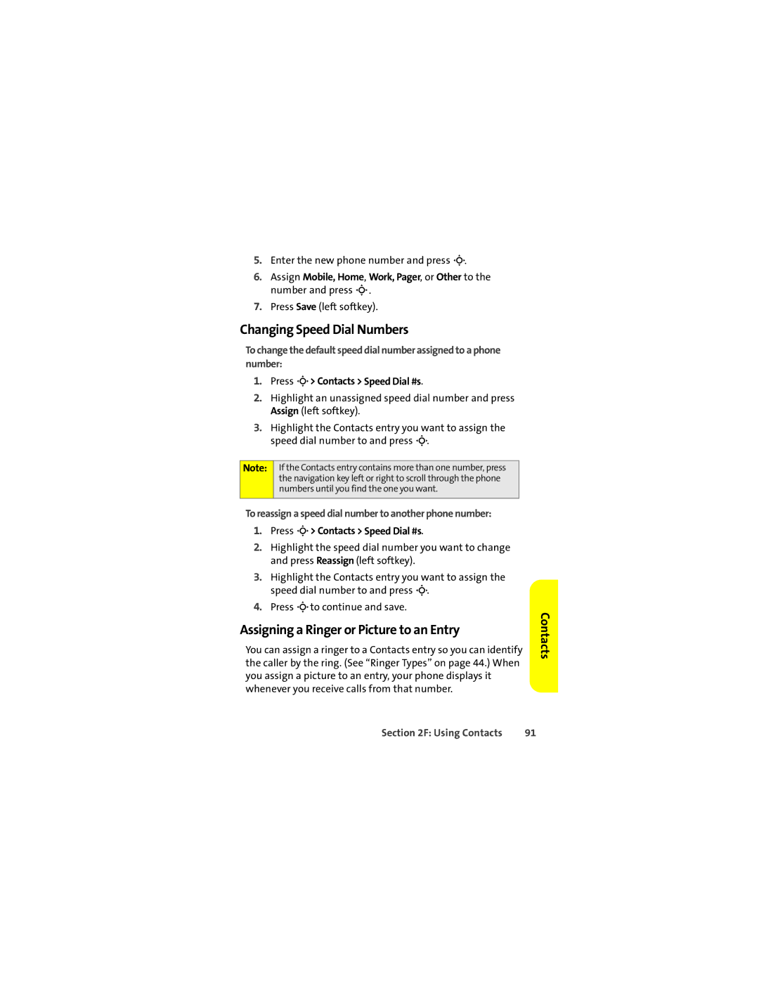 Motorola L7c manual Changing Speed Dial Numbers, Assigning a Ringer or Picture to an Entry 