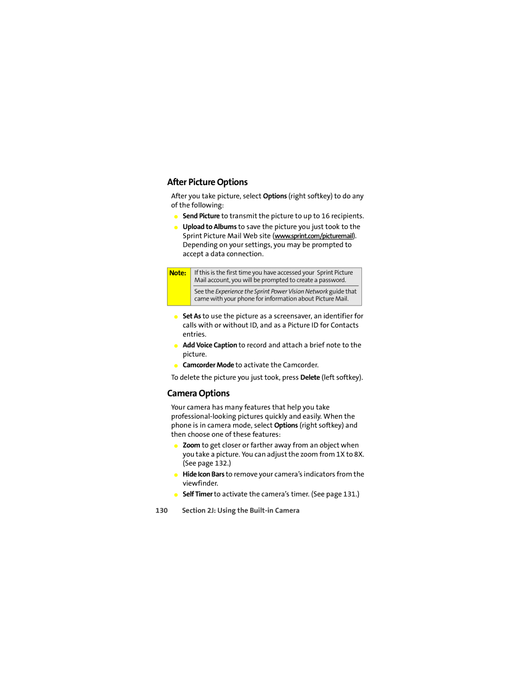 Motorola L7c manual After Picture Options, Camera Options 