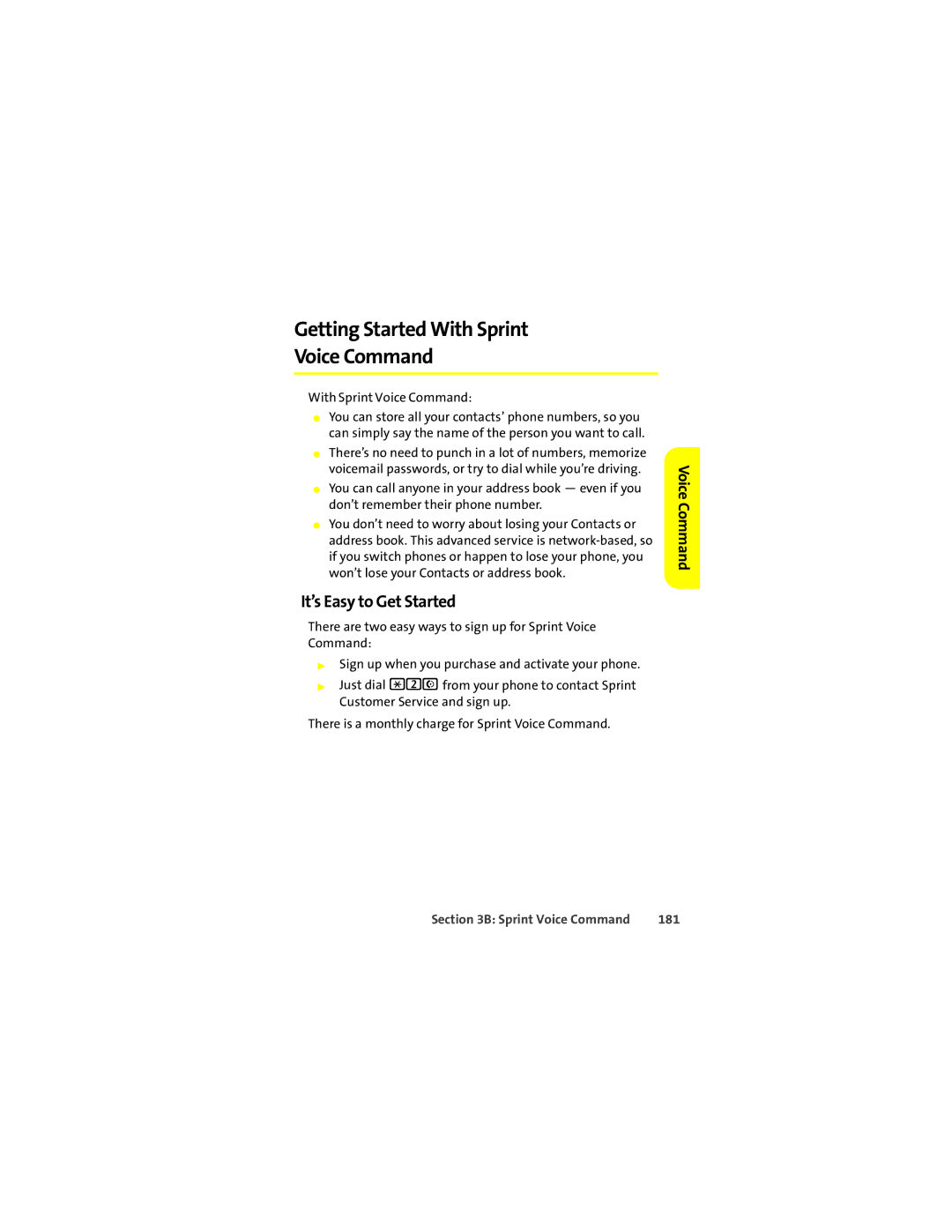 Motorola L7c manual Getting Started With Sprint Voice Command, It’s Easy to Get Started, 181 