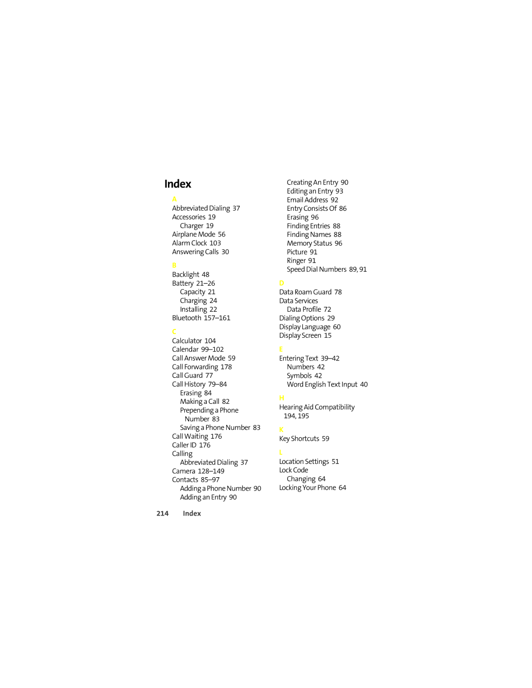 Motorola L7c manual Index 