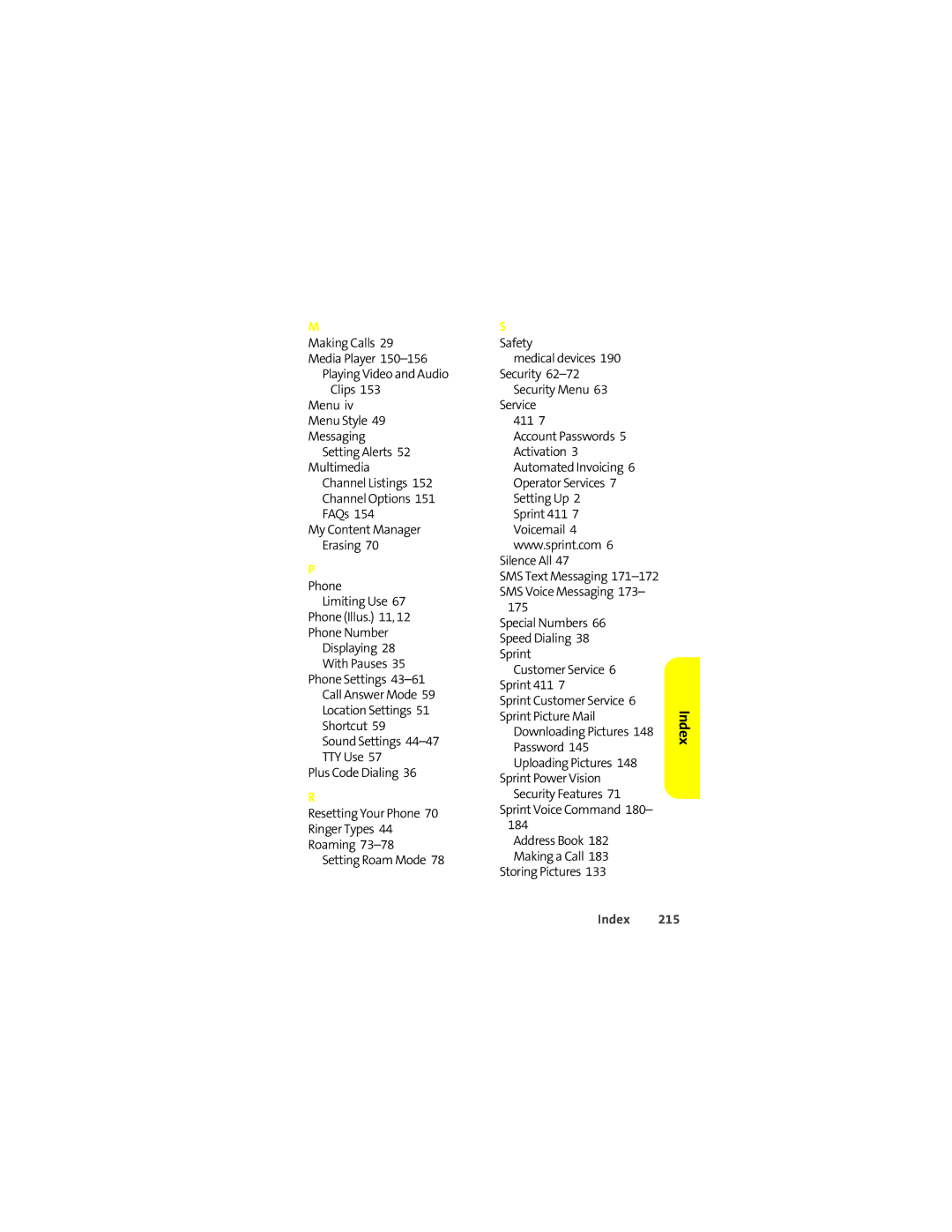 Motorola L7c manual Index, Safety 