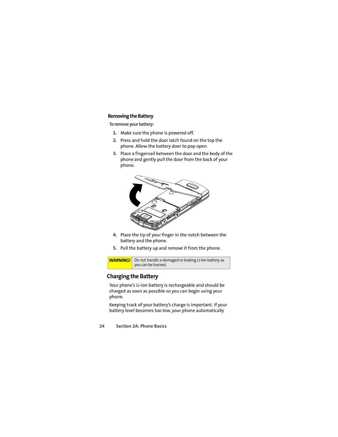 Motorola L7c manual Charging the Battery, Removing the Battery, To remove your battery 