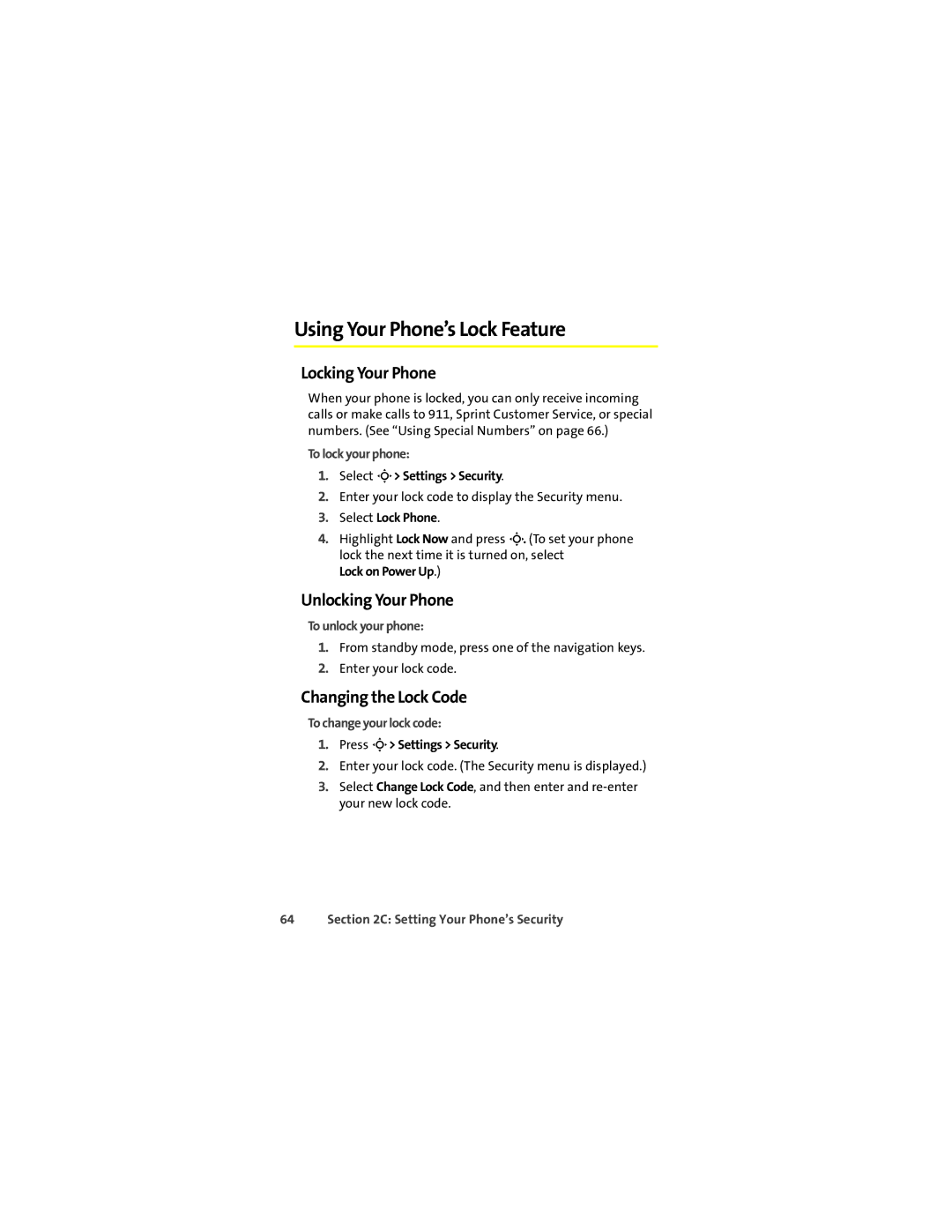 Motorola L7c manual Using Your Phone’s Lock Feature, Locking Your Phone, Changing the Lock Code 